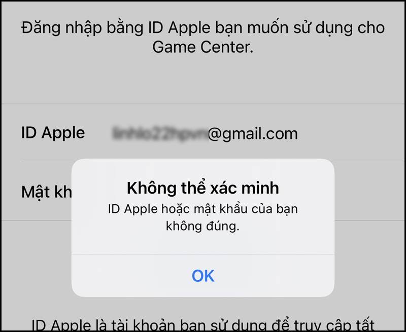 Th&ocirc;ng b&aacute;o khi t&agrave;i khoản Game Center bị kh&oacute;a,